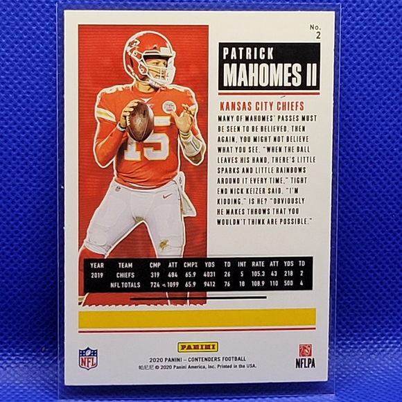 Patrick Mahomes Panini Contenders Trading Card fresh from pack - Picture 2 of 2